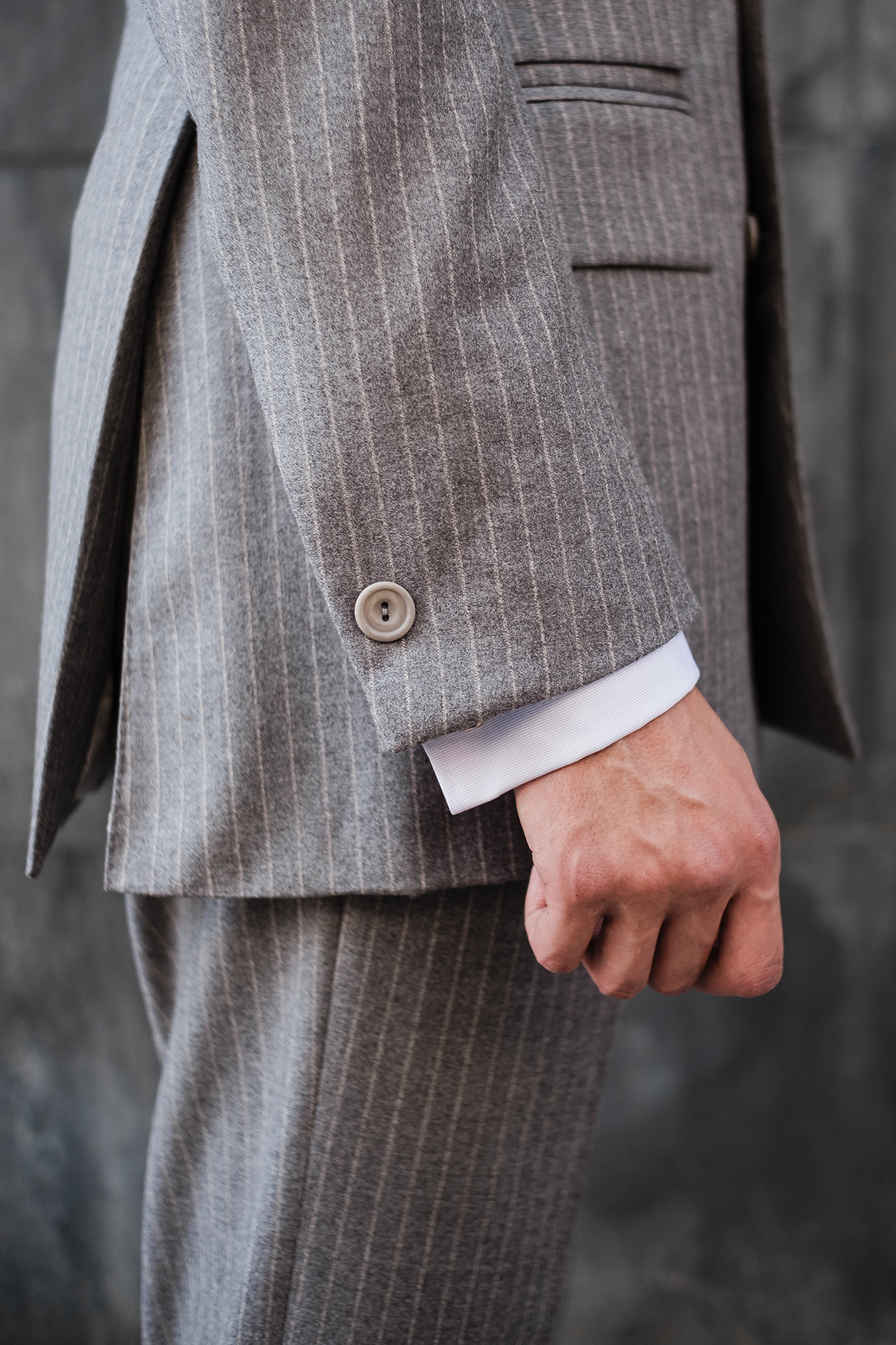 Suit - ligth-grey chalkstripe flannel