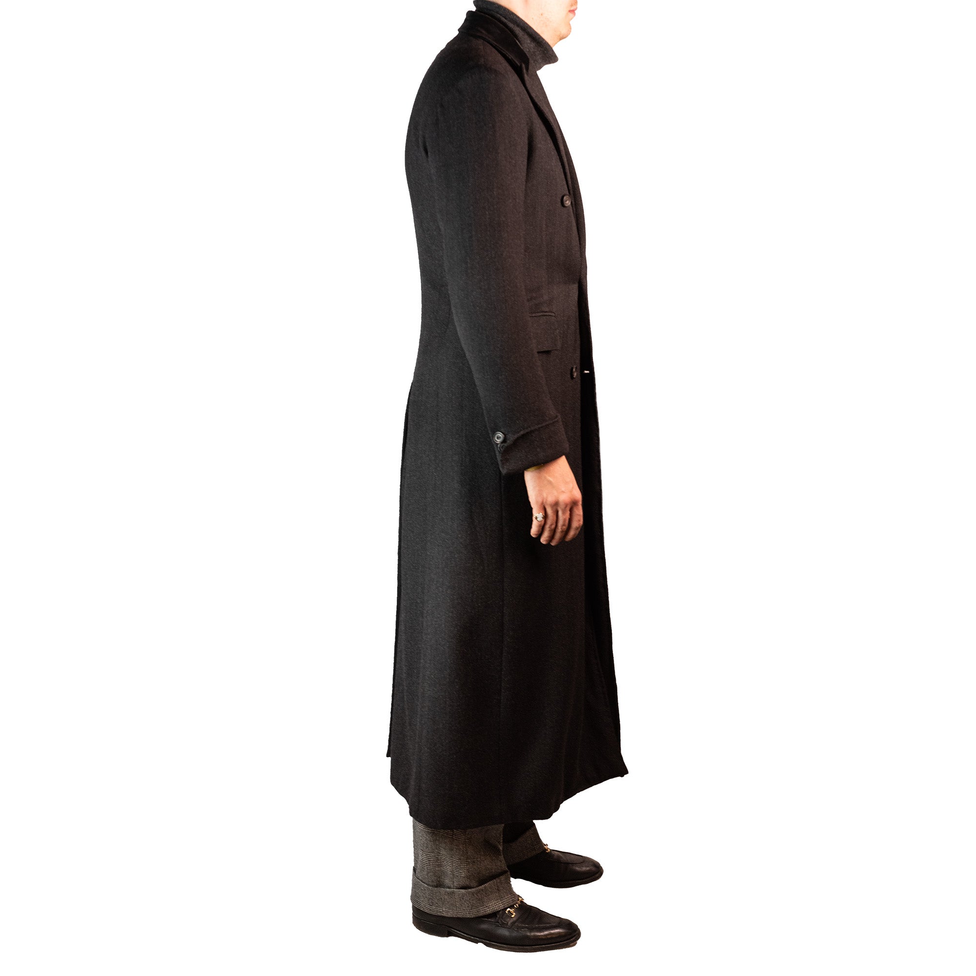 Overcoat - Charcoal Herringbone by Loro Piana