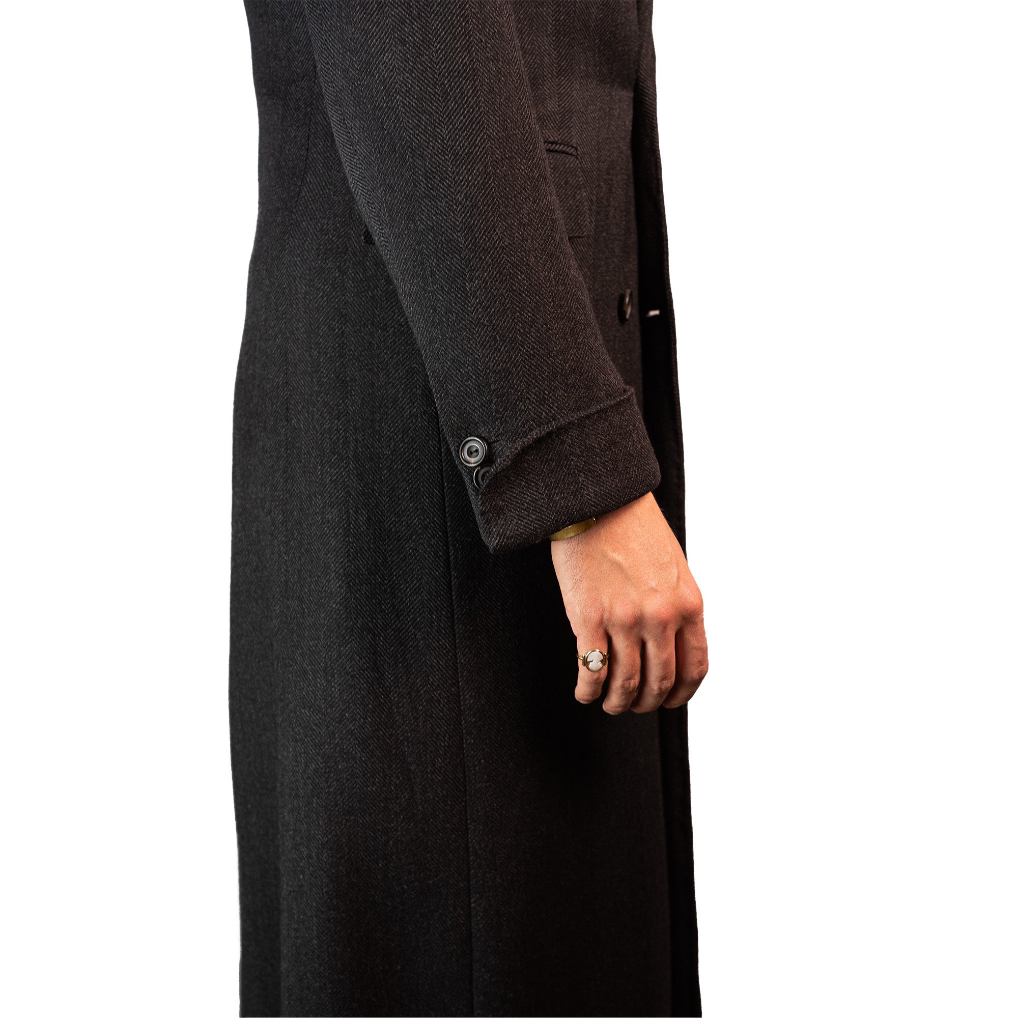 Overcoat - Charcoal Herringbone by Loro Piana