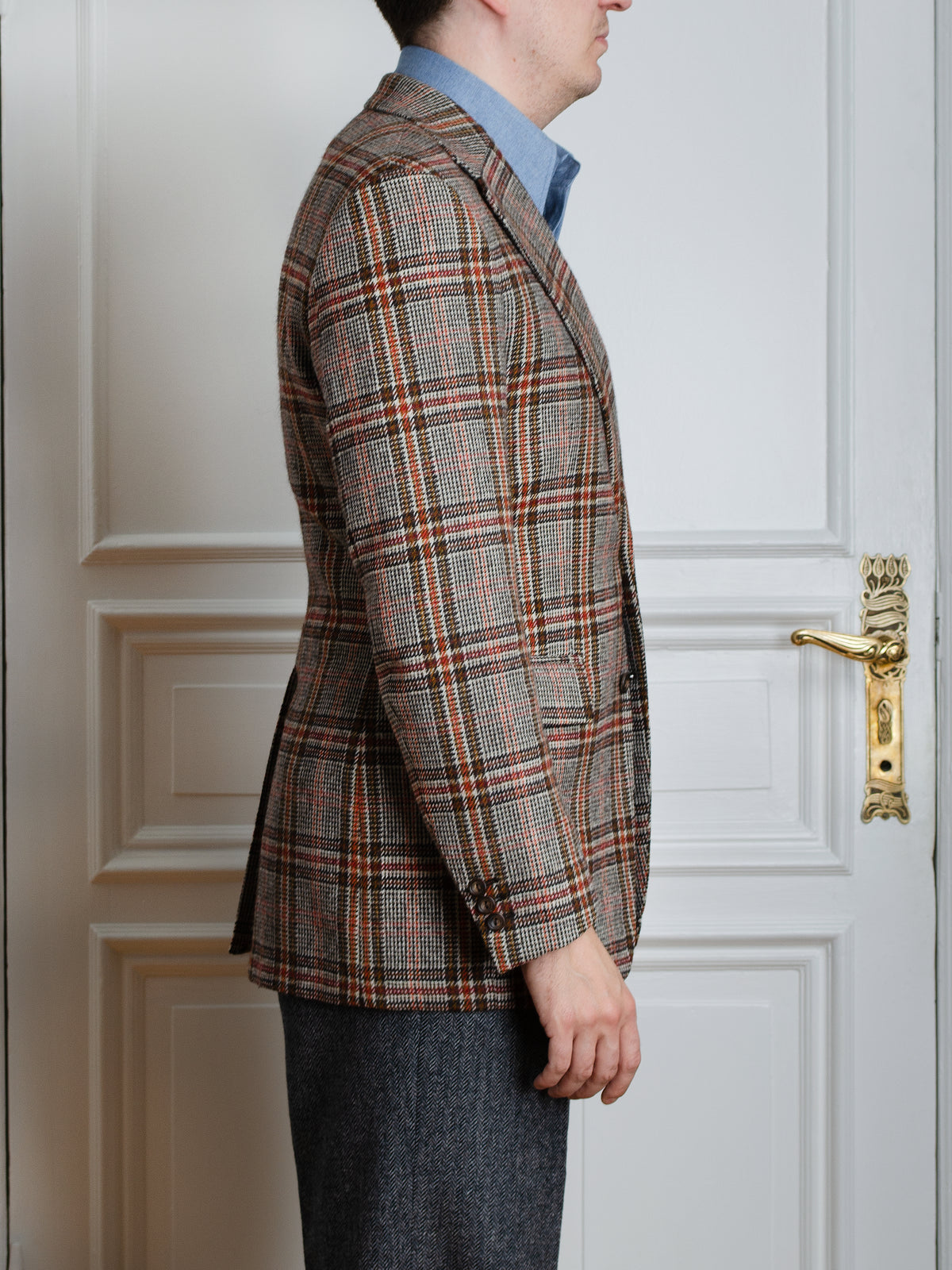 Jacke - Beige-braun-orange Multicheck-Tweed von Fox Brothers