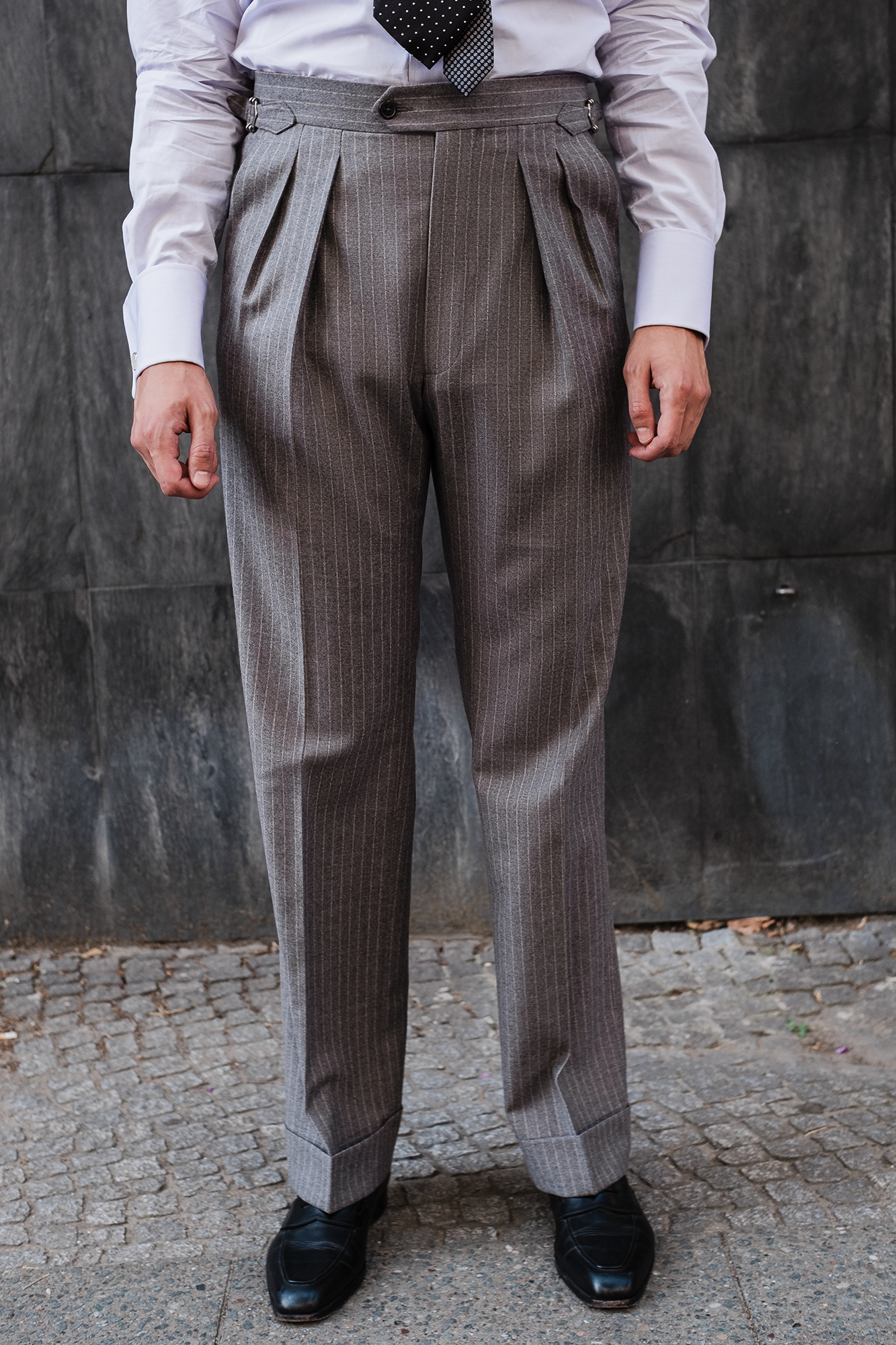 Suit - ligth-grey chalkstripe flannel