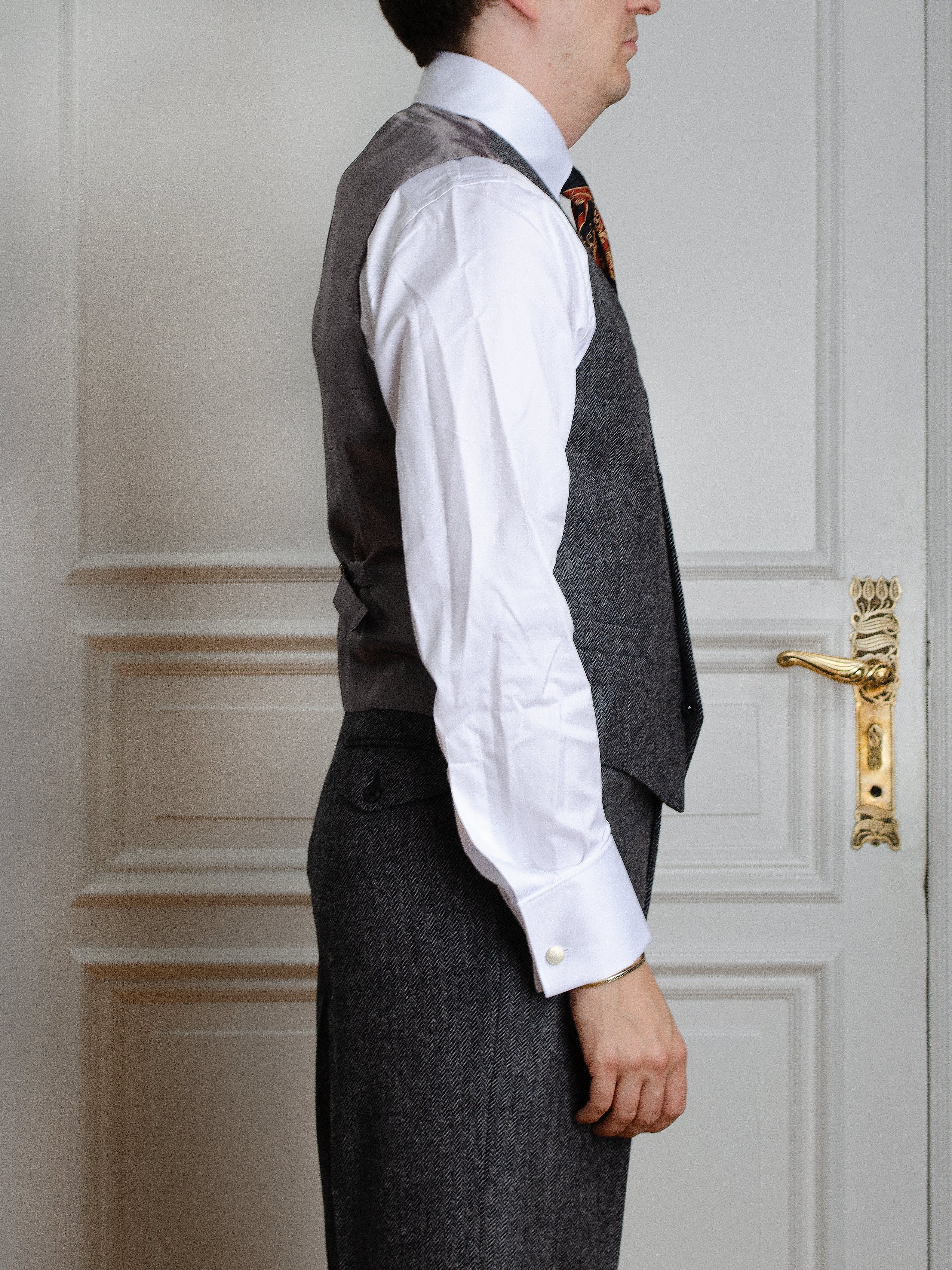 Anzug - Grau-schwarzer Herringbone-Tweed